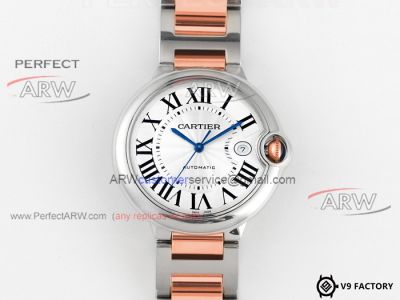 Perfect Replica V9 Factory Best Cartier Ballon Bleu Two Tone Rose Gold NH05 Movement Mens Watches